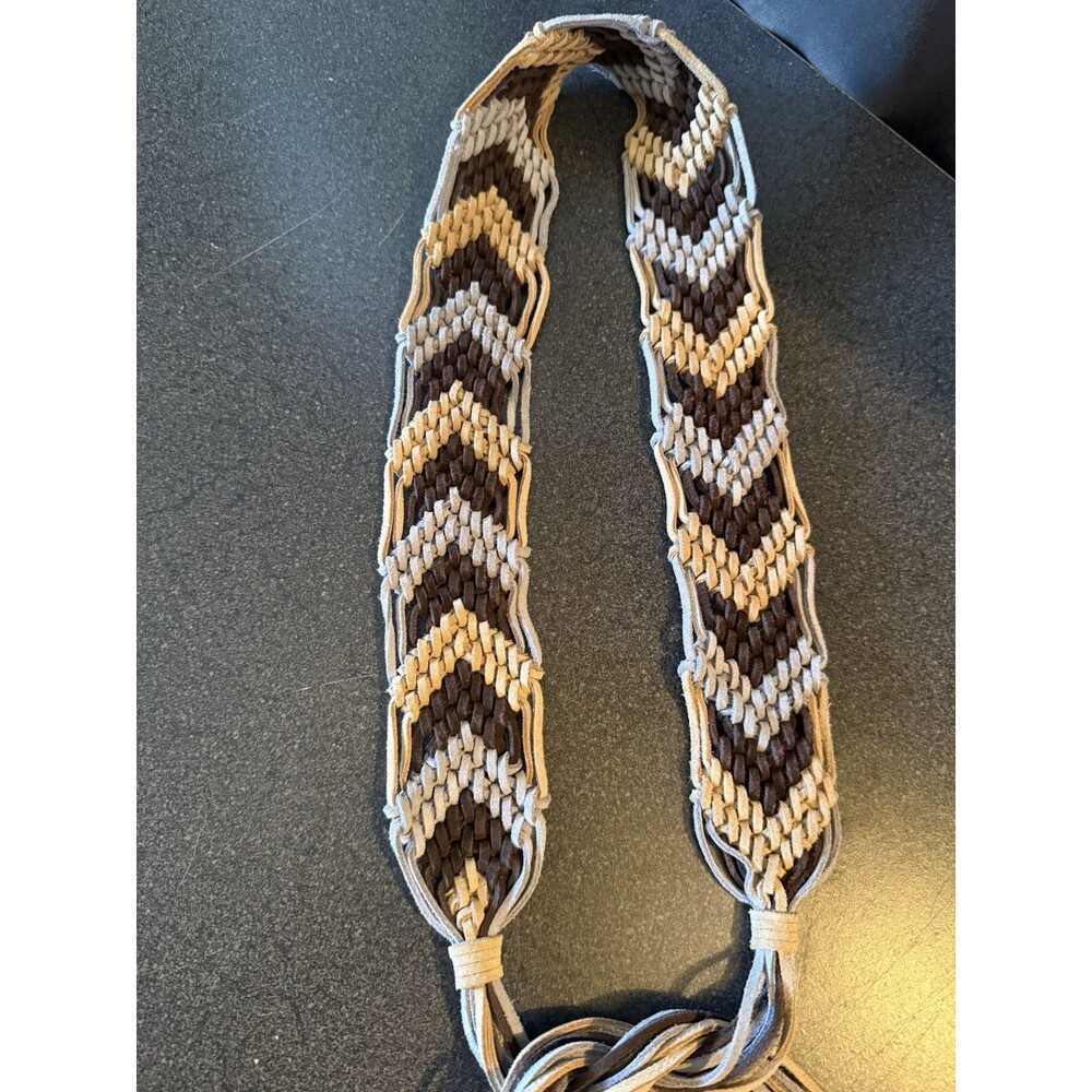 Suede Macrame Tie Belt Sash With Fringe Boho Festival Hippie Indie About 65 In